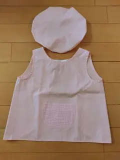 キッズ　エプロン帽子セット　120