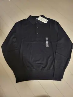 UNIQLO エクストラファインメリノ ニットポロ ネイビー【新品】S