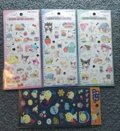サンリオ　フラッフィースケッチステッカーズ３枚セット＋豪華おまけ１枚