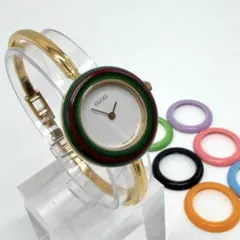 稼働美品　GUCCI チェンジベゼル　バングルウォッチ　シェリーライン　7色
