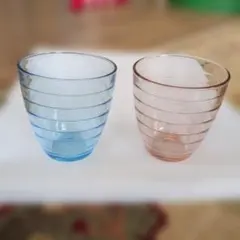 オレンジと青のグラデーションガラスコップ2個セット - メルカリ