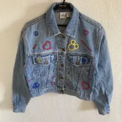 ミッキーマウス刺繍入りデニムジャケット SMALL