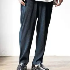 MinoriTY プリーツ テーパード ワイド パンツ ブルーグリーン