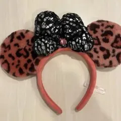 美品　ミニーちゃんレオパード柄ヒョウ柄カチューシャ