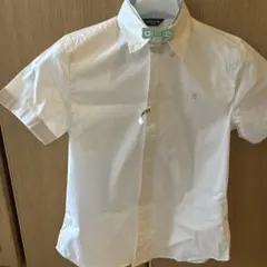 コムサ、半袖シャツ ホワイト 襟リボン付き