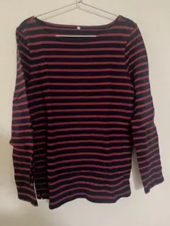 無印良品　ボーダー長袖Tシャツ　レッド×ネイビー　L 美品