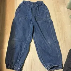 デニムブルー バルーンパンツ ゴム裾