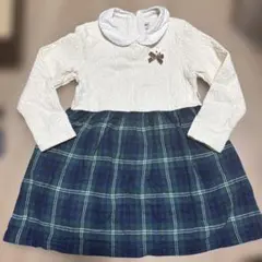 ミキハウス　長袖ワンピース　おしゃれ　ブランド　女の子　うさぎ　襟付き　綿