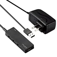 エレコム　USB2.0ハブ4ポートACアダプタ付　ブラック U2H-AN4SBK