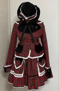 BABY Mary Stuart タータンチェック 黒別珍×エンジ