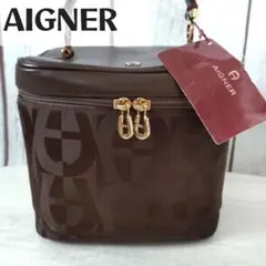 未使用　ダグ付　AIGNER　アイグナー　ブラウン　バニティバッグ　ゴールド金具のサムネイル