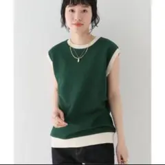 ◆美品◆ JS relume 鹿の子ノースリーブ夏用ニット　グリーン