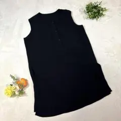 極美品 【GU】《L》 ノースリーブチュニックシャツ ダブルポケット ブラック