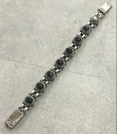 ヴィンテージ オニキスチェーンリンクブレスレット シルバー925