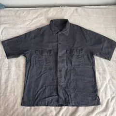 GU グレーライトデニムオーバーサイズワークシャツ