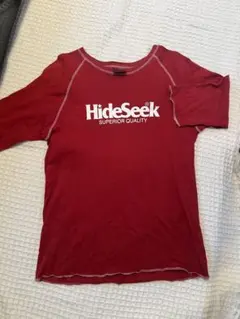 HideSeek 赤 七分袖カットソー　Tシャツ　ロンT ハイドアンドシーク