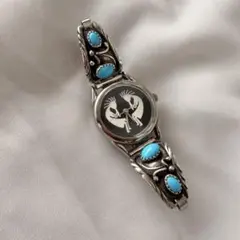 ターコイズ付き スターリングシルバー バングルウォッチ | Mercari