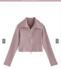 ダブルジップラメニットショート丈トップス［K9314e］