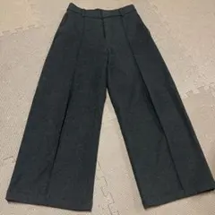 ユニクロ UNIQLO ブラッシュドジャージーワイドパンツ ダークグレー M