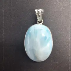 天然石☆品質良し！ラリマーしずく型ペンダントトップ②☆シルバーワク