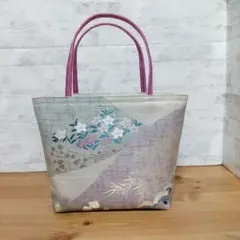 帯リメイクバッグ秋の花　 桔梗　菊のサムネイル