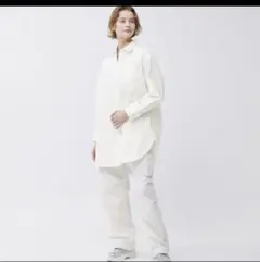 新品　GU ジーユー デニムロングシャツ長袖＋E S ホワイト長袖 ワンピー