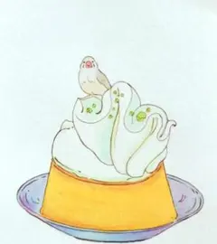 原画　キンカチョウ　小鳥　プリン　手描き