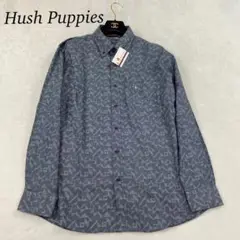 R17 新品未使用 LL ハッシュパピー 犬刺繍 総柄 長袖 シャツ メンズ
