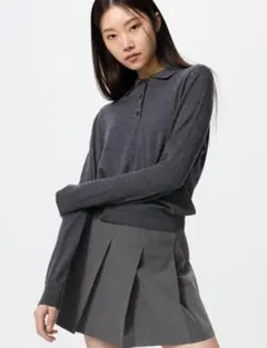 UNIQLO ユニクロ メリノポロセーター グレー L