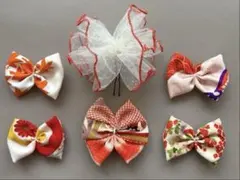 《485》七五三　髪飾り　ヘッドドレス　着物リメイク　オレンジ　アンティーク