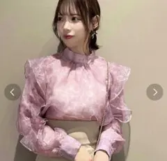dazzlin ミストパステルブラウス ピンク ブラック シャツ ダズリンのサムネイル