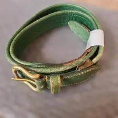 カーキ 革 ベルト ゴールドバックル