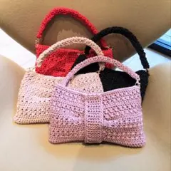 ★ハンドメイド★ 手編みの リボン クラッチ バッグ