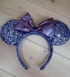 ディズニー ミニーマウス カチューシャ 紫 スパンコール