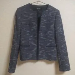 COMME CA ISM ノーカラージャケット 11号 ネイビー