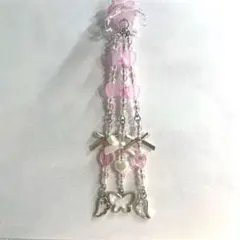 No.93 クラゲキーホルダー ピンク 羽 蝶々 リボン ハート くらげ 海