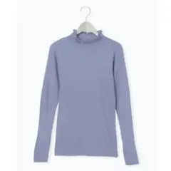 サマンサモスモス　マシンウォッシャブル　フリルリブタートルネックニット