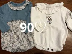 可愛い♡ 冬用　ニットロンパース♡ 2点セット　刺繍　花柄　おしゃれ　女の子