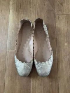 Chloé ゴールド スカラップ　フラットシューズ　バレエシューズ　36