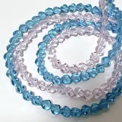 ま*)様 xm177/ガラスビーズ◇多面カット　ブルー&ピンク　2連