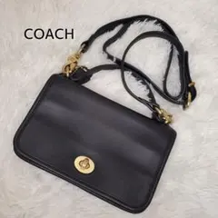 COACH オールドコーチ ターンロック アクセサリーポーチ レザー オールドコーチ ☆ USA製 レザー ターンロック ミニ ショルダー