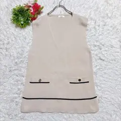 【アーヴェヴェ】 ニットベスト Vネック (S) オフィスカジュアル レーヨン混のサムネイル