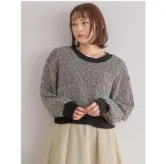【RETROGIRL】袖ボリューム柄ニット （ブラック）