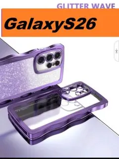 GalaxyS26 紫　メッキ風 なみなみ　グリッターシート付 Galaxyのサムネイル