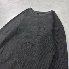 ZARA MAN ニット 黒 ダメージ加工 レイヤード Mのサムネイル