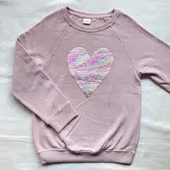 next リバーシブルスパンコール　ハートピンク　スウェット　トレーナー　裏起毛