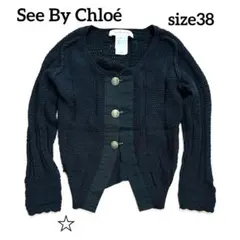 See By Chloé シーバイクロエ ロゴボタン カーディガン 黒のサムネイル