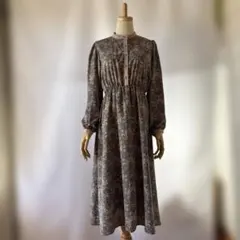 ペイズリー柄 スタンドカラー 長袖 ワンピース