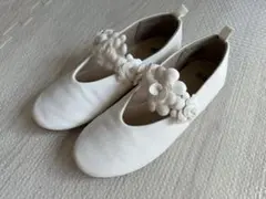 H&M キッズ フォーマルシューズ ホワイト 花モチーフ