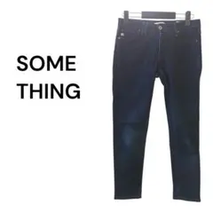 SOMETHING デニムパンツ Mサイズ 濃紺 ストレッチ 美シルエット